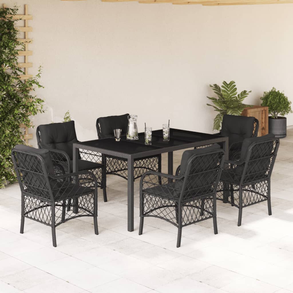 Set Comedor De Jardín 5 Piezas Con Cojines Ratán Sintético