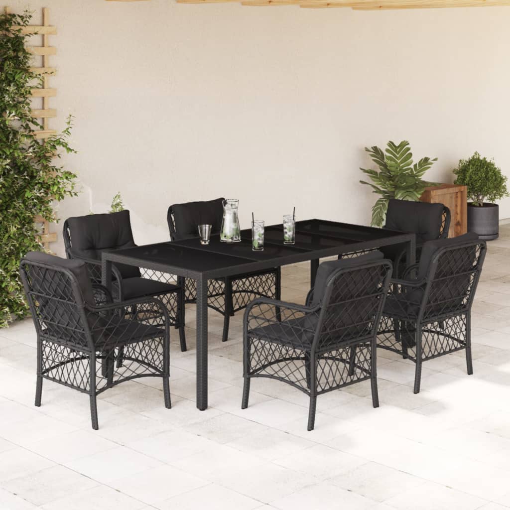 Set Comedor De Jardín 5 Piezas Con Cojines Ratán Sintético