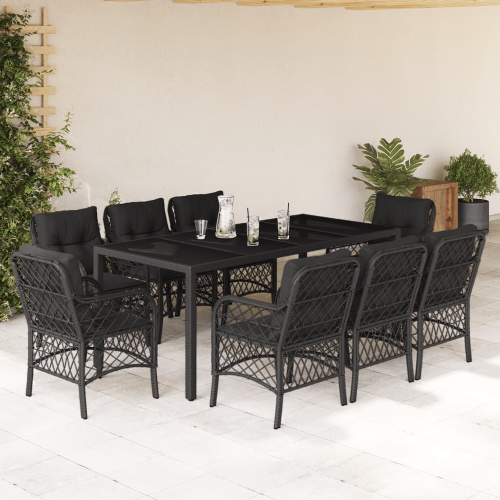 Set Comedor De Jardín 5 Piezas Con Cojines Ratán Sintético