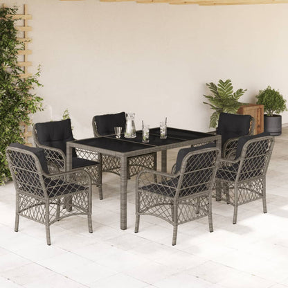 Set Comedor De Jardín 5 Piezas Con Cojines Ratán Sintético
