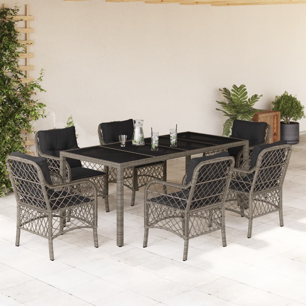 Set Comedor De Jardín 5 Piezas Con Cojines Ratán Sintético