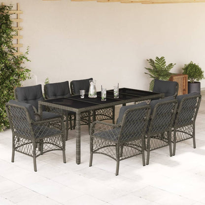 Set Comedor De Jardín 5 Piezas Con Cojines Ratán Sintético