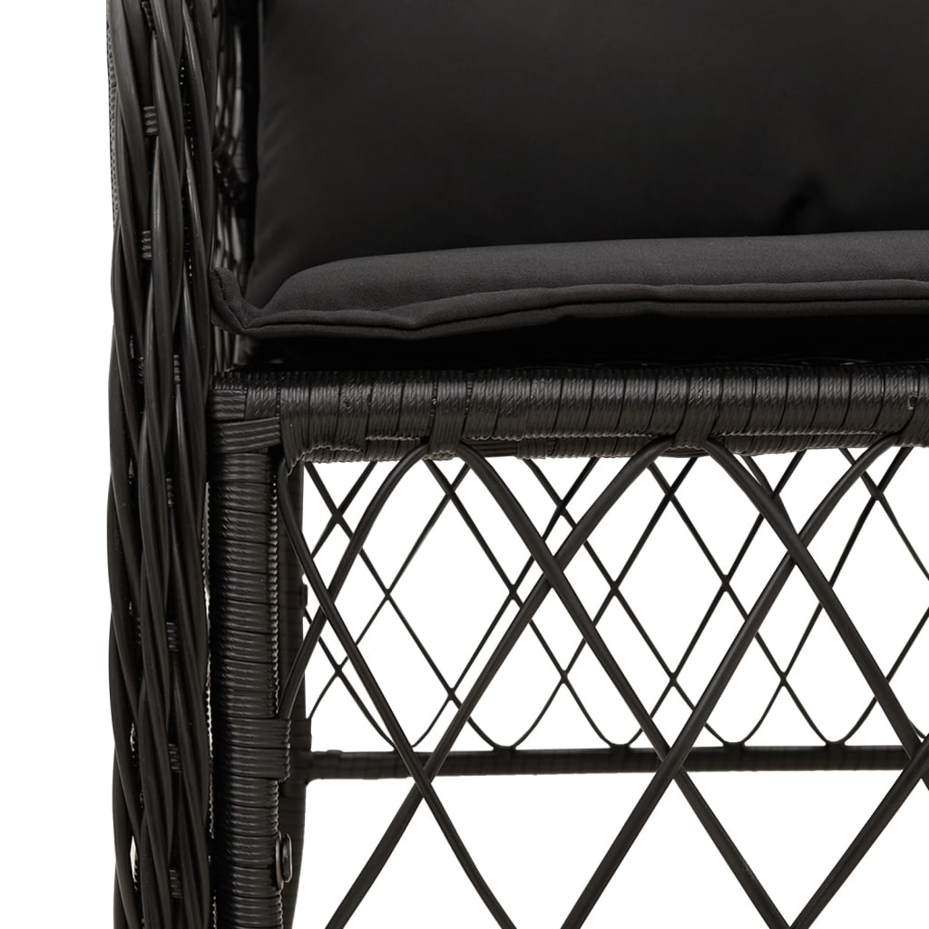 Set De Muebles Jardín 5 Pzas Con Cojines Ratán Sintético Negro