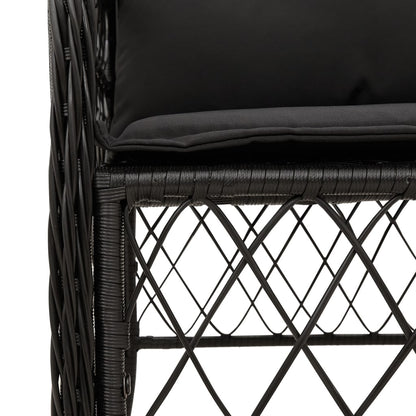 Set De Muebles Jardín 5 Pzas Con Cojines Ratán Sintético Negro