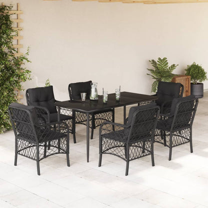 Set De Muebles Jardín 5 Pzas Con Cojines Ratán Sintético Negro