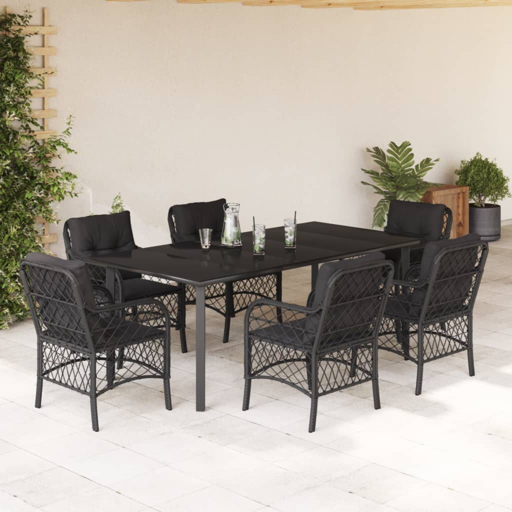 Set De Muebles Jardín 5 Pzas Con Cojines Ratán Sintético Negro