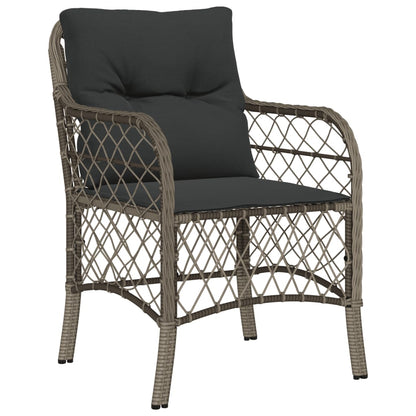 Set Comedor De Jardín 5 Piezas Con Cojines Ratán Sintético Gris