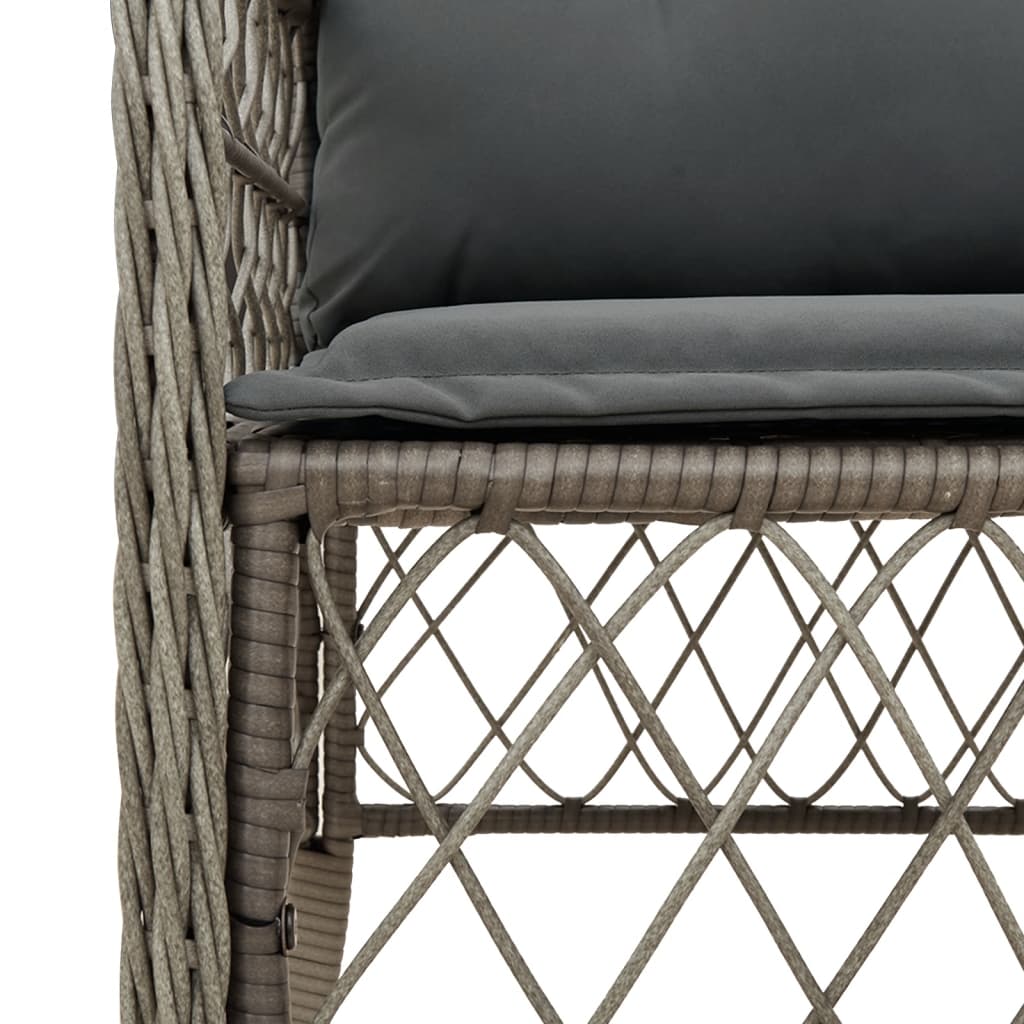 Set Comedor De Jardín 5 Piezas Con Cojines Ratán Sintético Gris