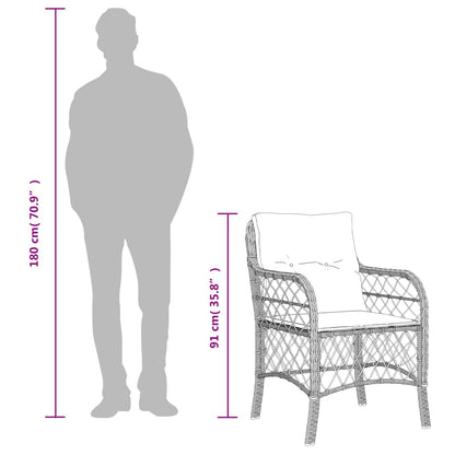 Set Comedor De Jardín 5 Piezas Con Cojines Ratán Sintético Gris