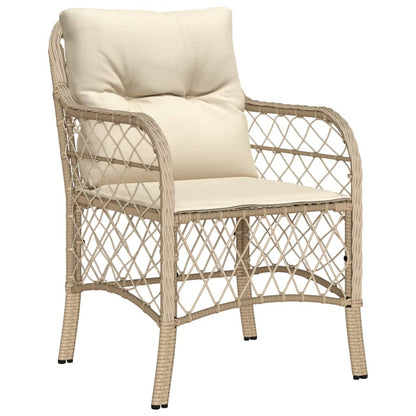 Set Comedor De Jardín 5 Pzas Con Cojines Ratán Sintético Beige