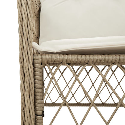 Set Comedor De Jardín 5 Pzas Con Cojines Ratán Sintético Beige