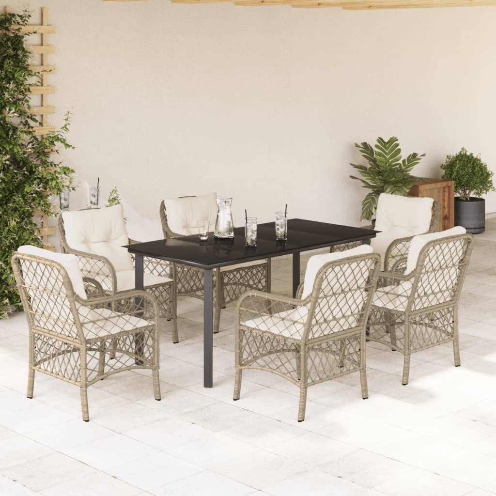 Set Comedor De Jardín 5 Pzas Con Cojines Ratán Sintético Beige
