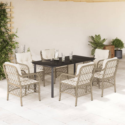 Set Comedor De Jardín 5 Pzas Con Cojines Ratán Sintético Beige