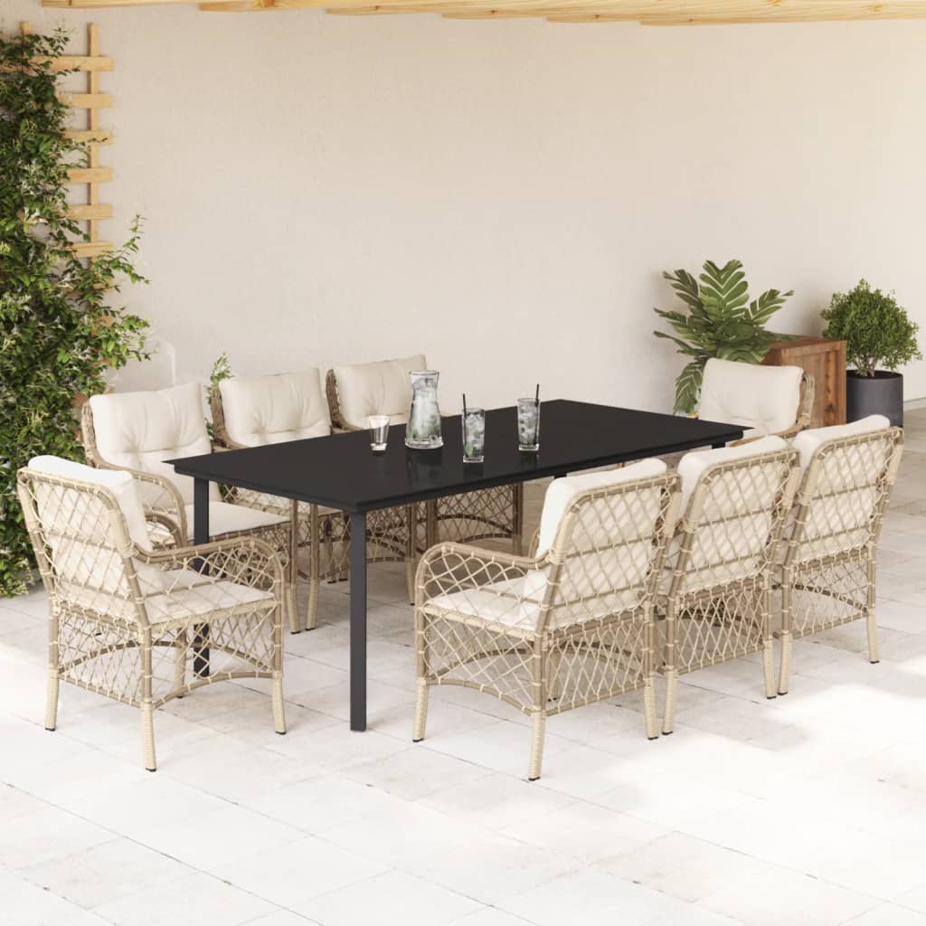 Set Comedor De Jardín 5 Pzas Con Cojines Ratán Sintético Beige