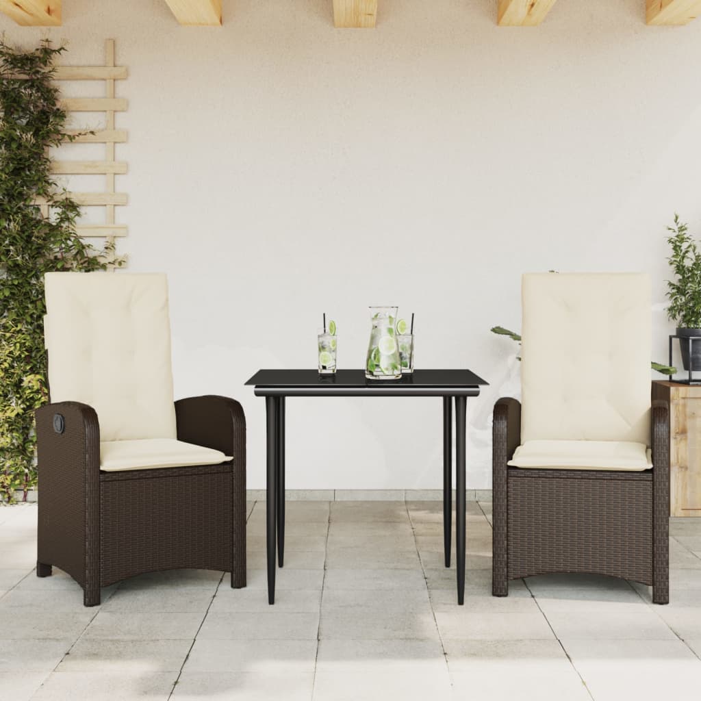 Set Comedor De Jardín 5 Piezas Y Cojines Ratán Sintético Marrón