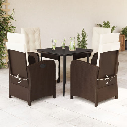 Set Comedor De Jardín 5 Piezas Y Cojines Ratán Sintético Marrón
