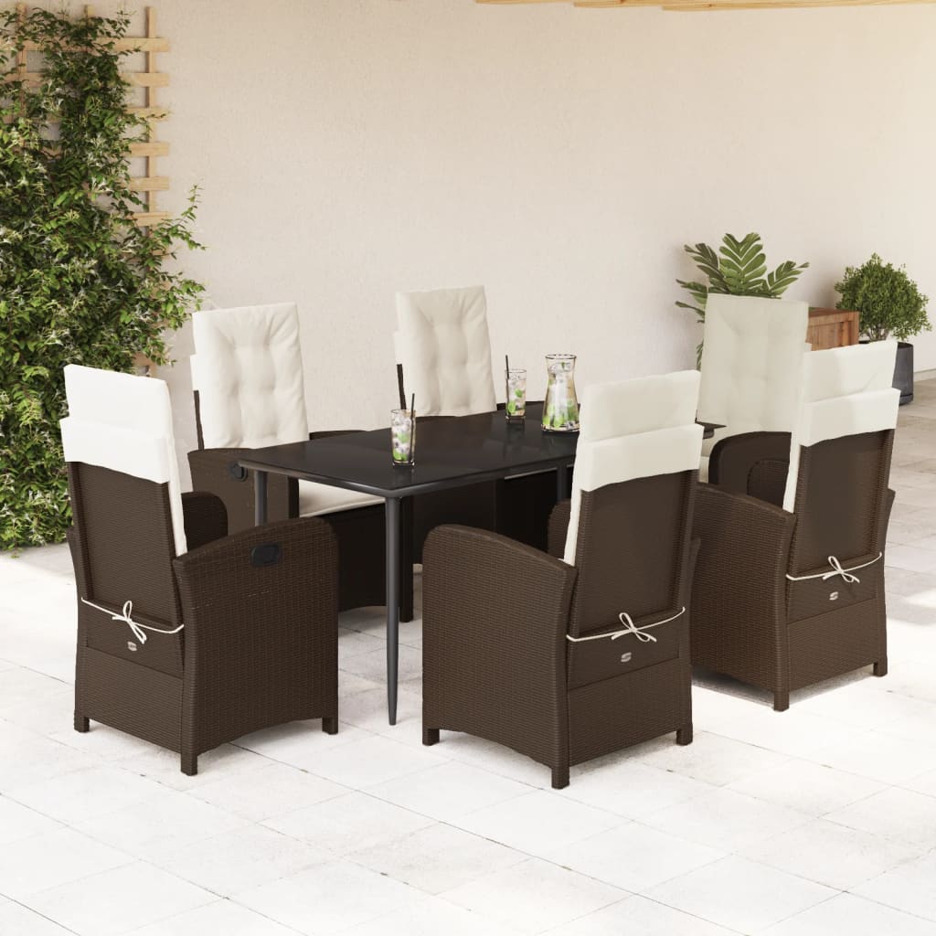Set Comedor De Jardín 5 Piezas Y Cojines Ratán Sintético Marrón