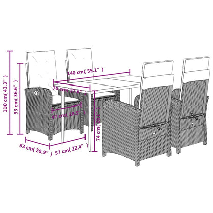 Set Comedor De Jardín 5 Pzas Con Cojines Ratán Sintético Beige