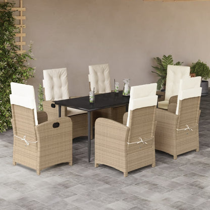 Set Comedor De Jardín 5 Pzas Con Cojines Ratán Sintético Beige