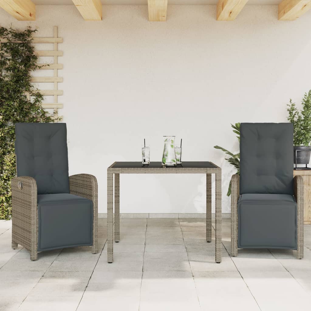 Set De Comedor De Jardín 7 Pzas Y Cojines Ratán Sintético Negro
