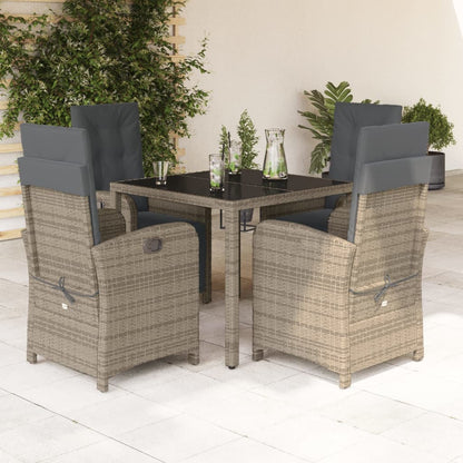 Set De Comedor De Jardín 7 Pzas Y Cojines Ratán Sintético Negro