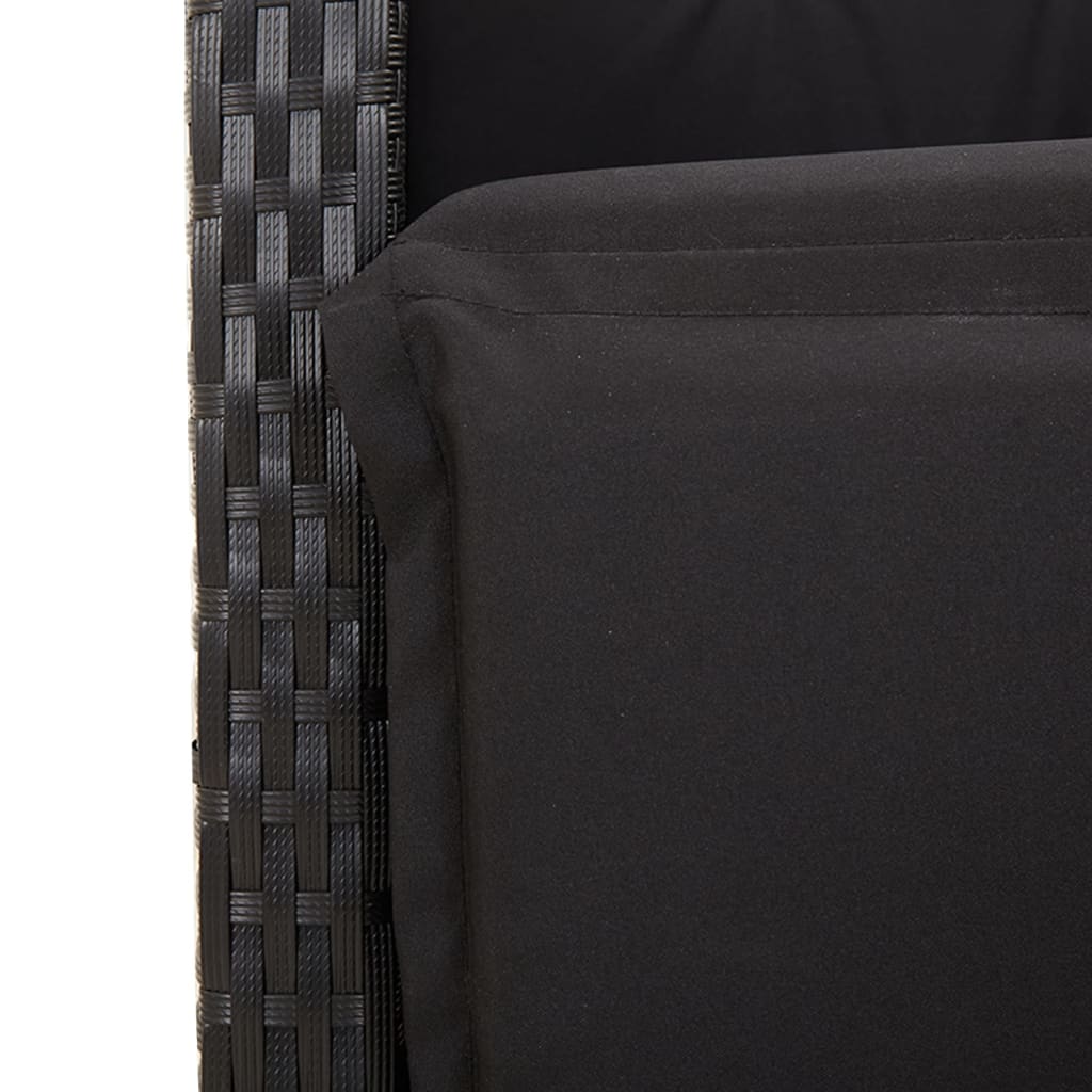 Set De Muebles Jardín 5 Pzas Con Cojines Ratán Sintético Negro