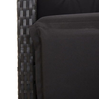 Set De Muebles Jardín 5 Pzas Con Cojines Ratán Sintético Negro
