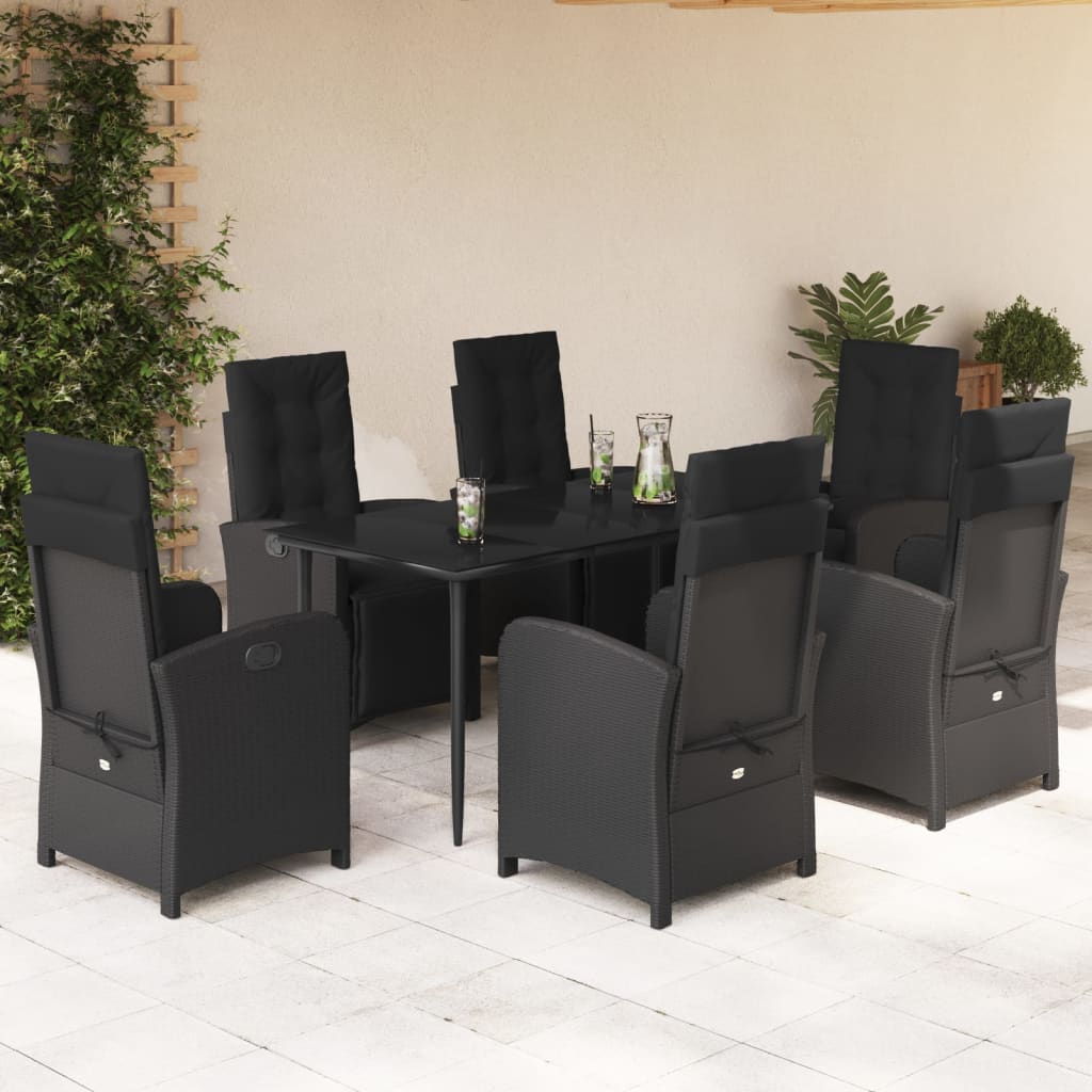 Set De Muebles Jardín 5 Pzas Con Cojines Ratán Sintético Negro