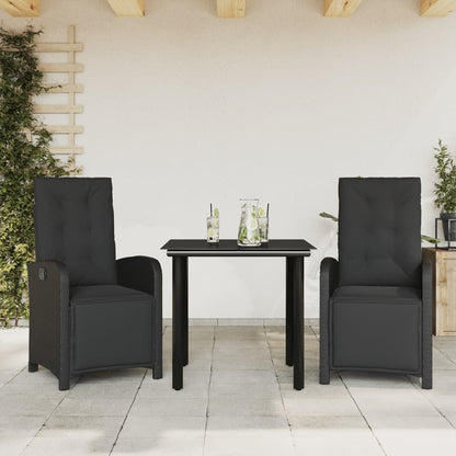 Set De Muebles Jardín 5 Pzas Con Cojines Ratán Sintético Negro