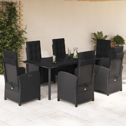 Set De Muebles Jardín 5 Pzas Con Cojines Ratán Sintético Negro