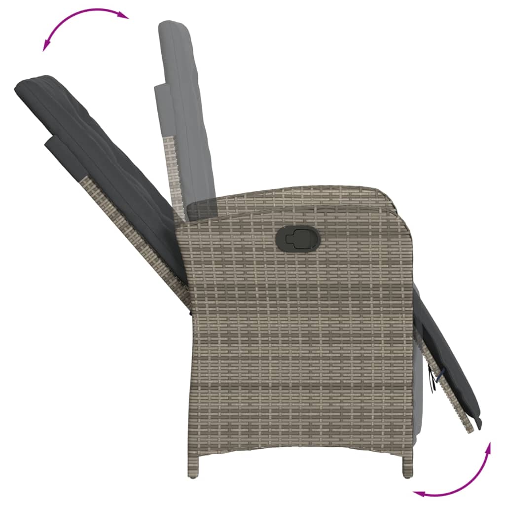 Set Comedor De Jardín 5 Piezas Con Cojines Ratán Sintético Gris