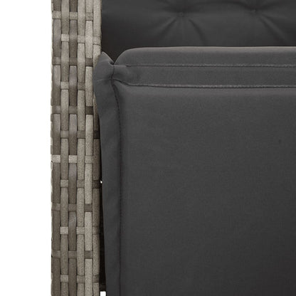 Set Comedor De Jardín 5 Piezas Con Cojines Ratán Sintético Gris