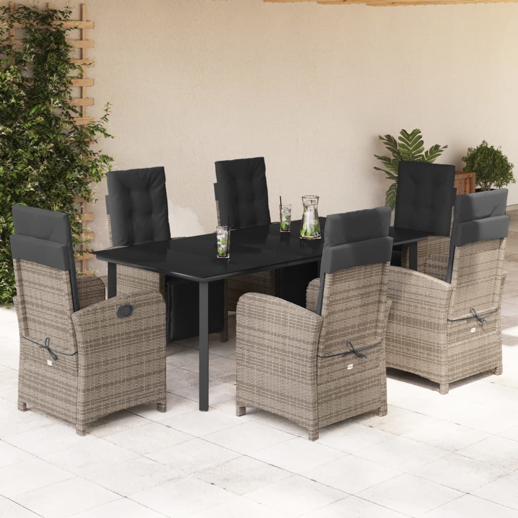 Set Comedor De Jardín 5 Piezas Con Cojines Ratán Sintético Gris