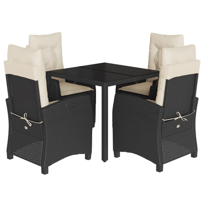 Set De Muebles Jardín 5 Pzas Con Cojines Ratán Sintético Negro