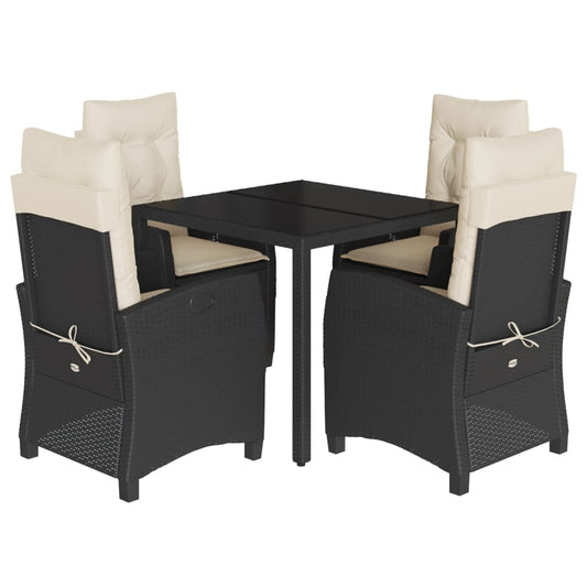 Set De Muebles Jardín 5 Pzas Con Cojines Ratán Sintético Negro
