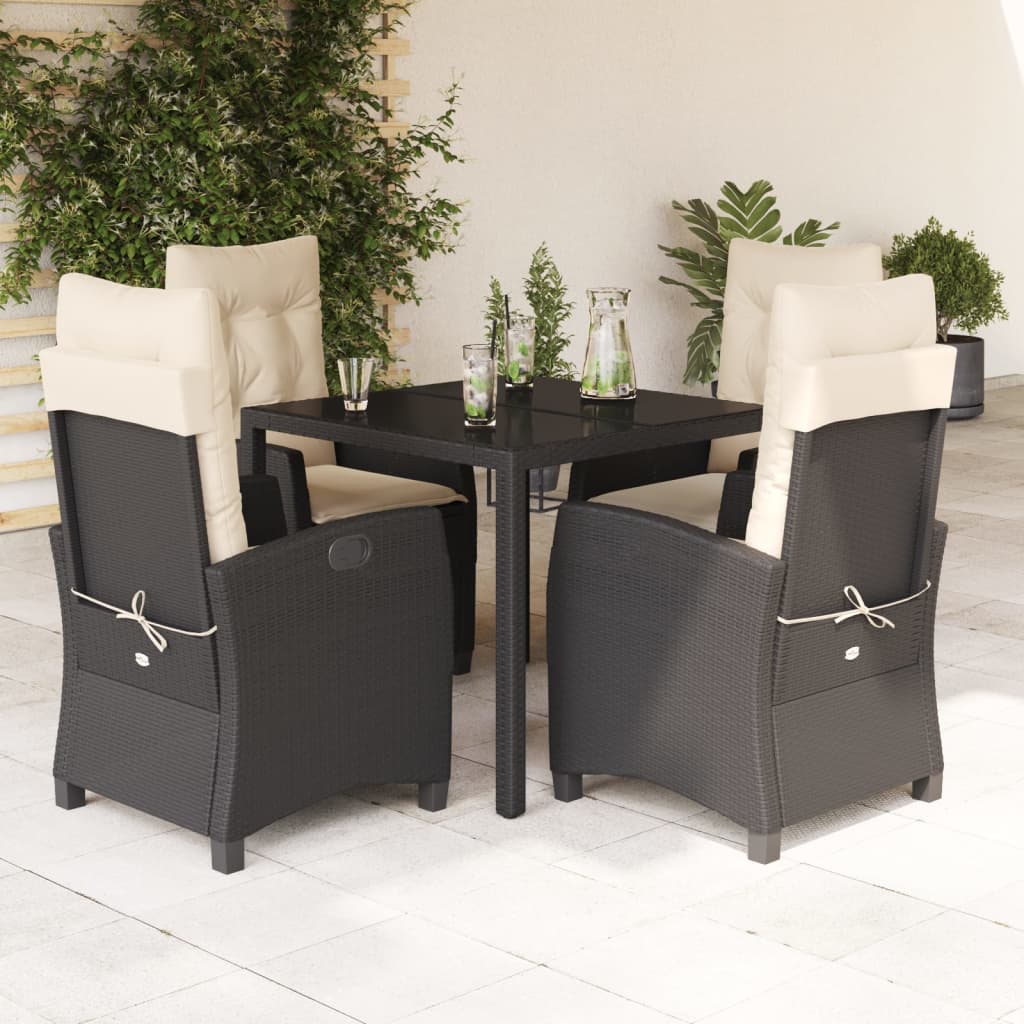 Set De Muebles Jardín 5 Pzas Con Cojines Ratán Sintético Negro