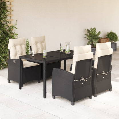 Set De Muebles Jardín 5 Pzas Con Cojines Ratán Sintético Negro