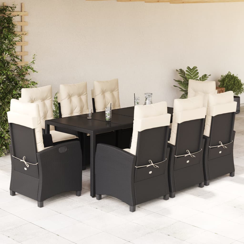 Set De Muebles Jardín 5 Pzas Con Cojines Ratán Sintético Negro