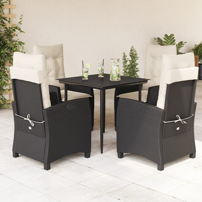 Set De Muebles Jardín 5 Pzas Con Cojines Ratán Sintético Negro