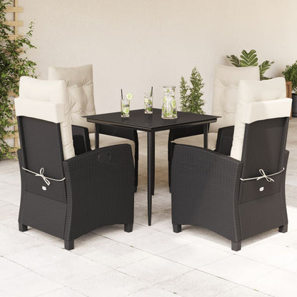 Set De Muebles Jardín 5 Pzas Con Cojines Ratán Sintético Negro