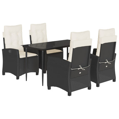 Set De Muebles Jardín 5 Pzas Con Cojines Ratán Sintético Negro