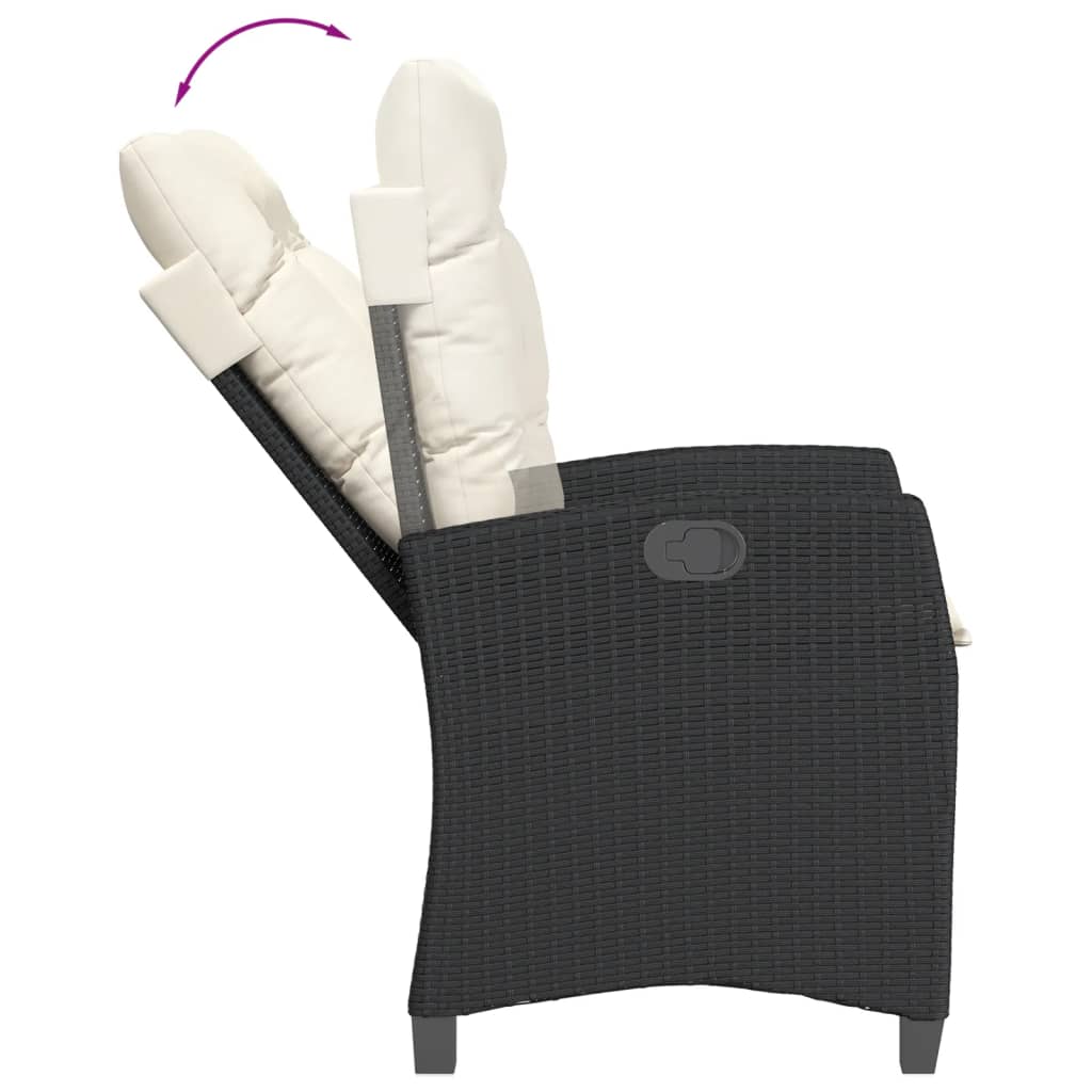 Set De Muebles Jardín 5 Pzas Con Cojines Ratán Sintético Negro
