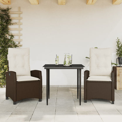 Set Comedor De Jardín 5 Piezas Y Cojines Ratán Sintético Marrón