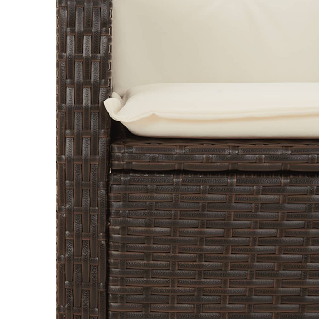 Set Comedor De Jardín 5 Piezas Y Cojines Ratán Sintético Marrón
