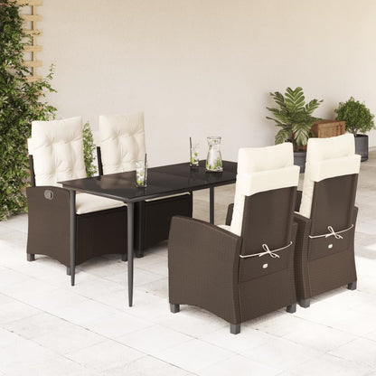 Set Comedor De Jardín 5 Piezas Y Cojines Ratán Sintético Marrón