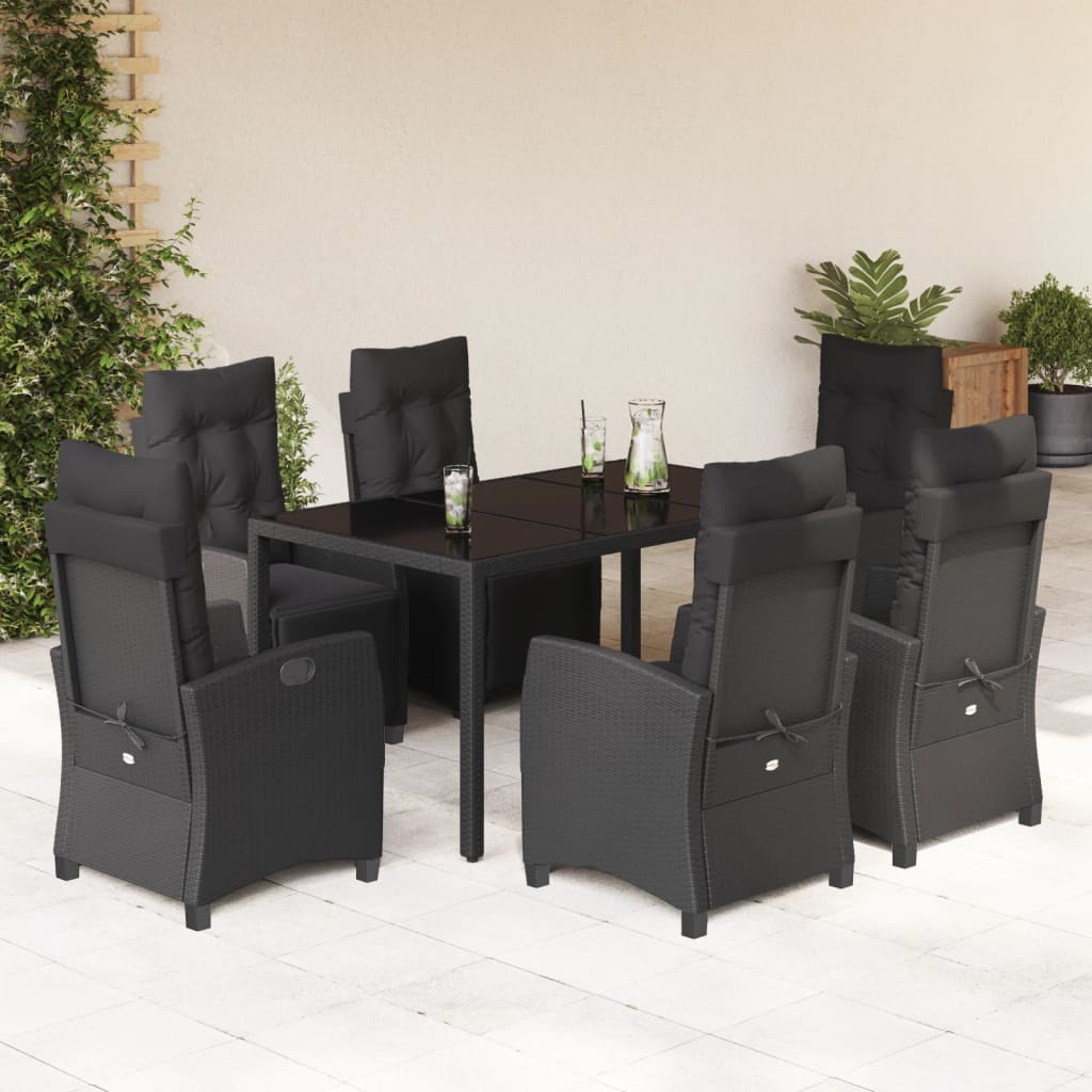 Set De Comedor De Jardín 7 Pzas Y Cojines Ratán Sintético