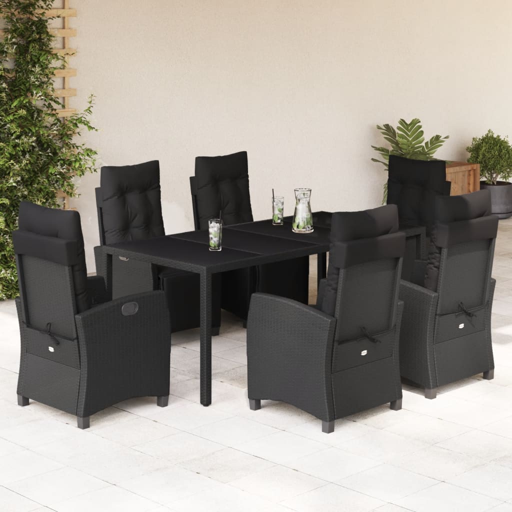 Set De Comedor De Jardín 7 Pzas Y Cojines Ratán Sintético