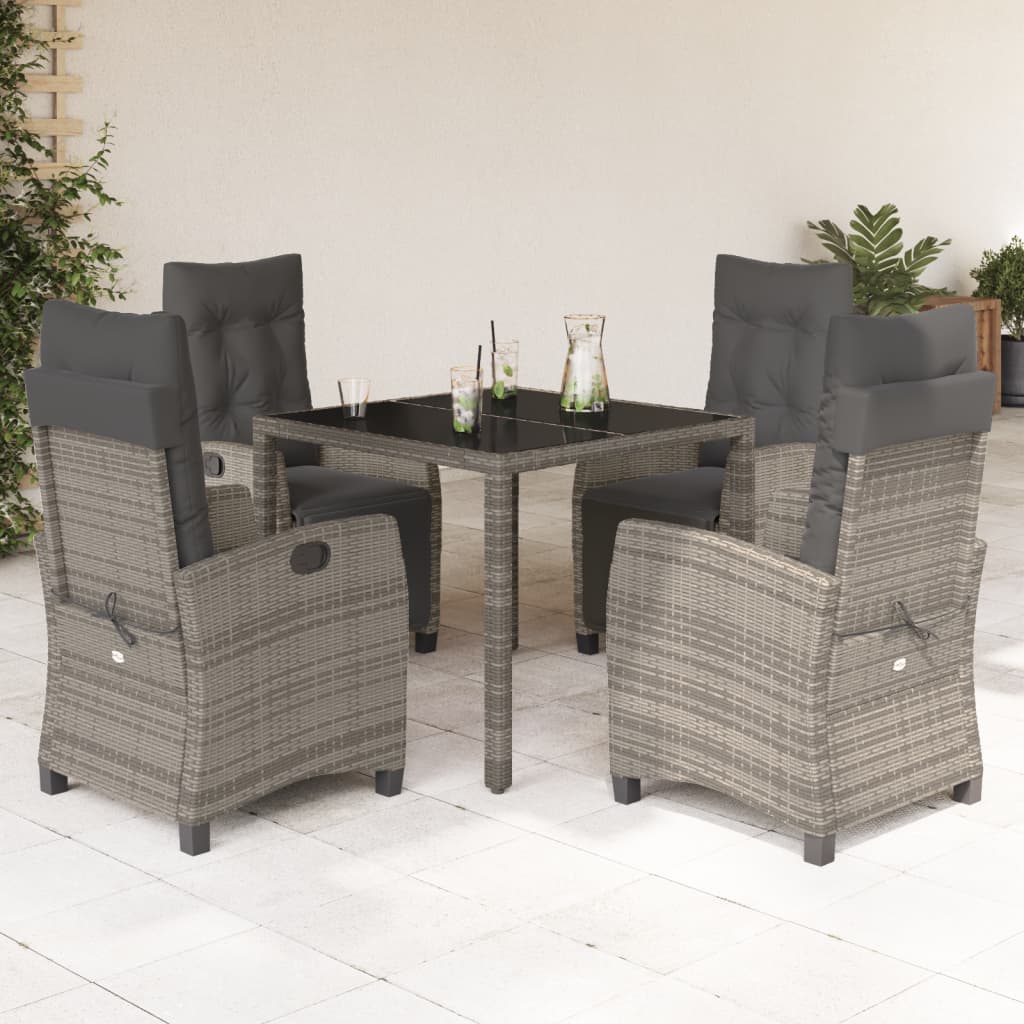 Set De Comedor De Jardín 7 Pzas Y Cojines Ratán Sintético