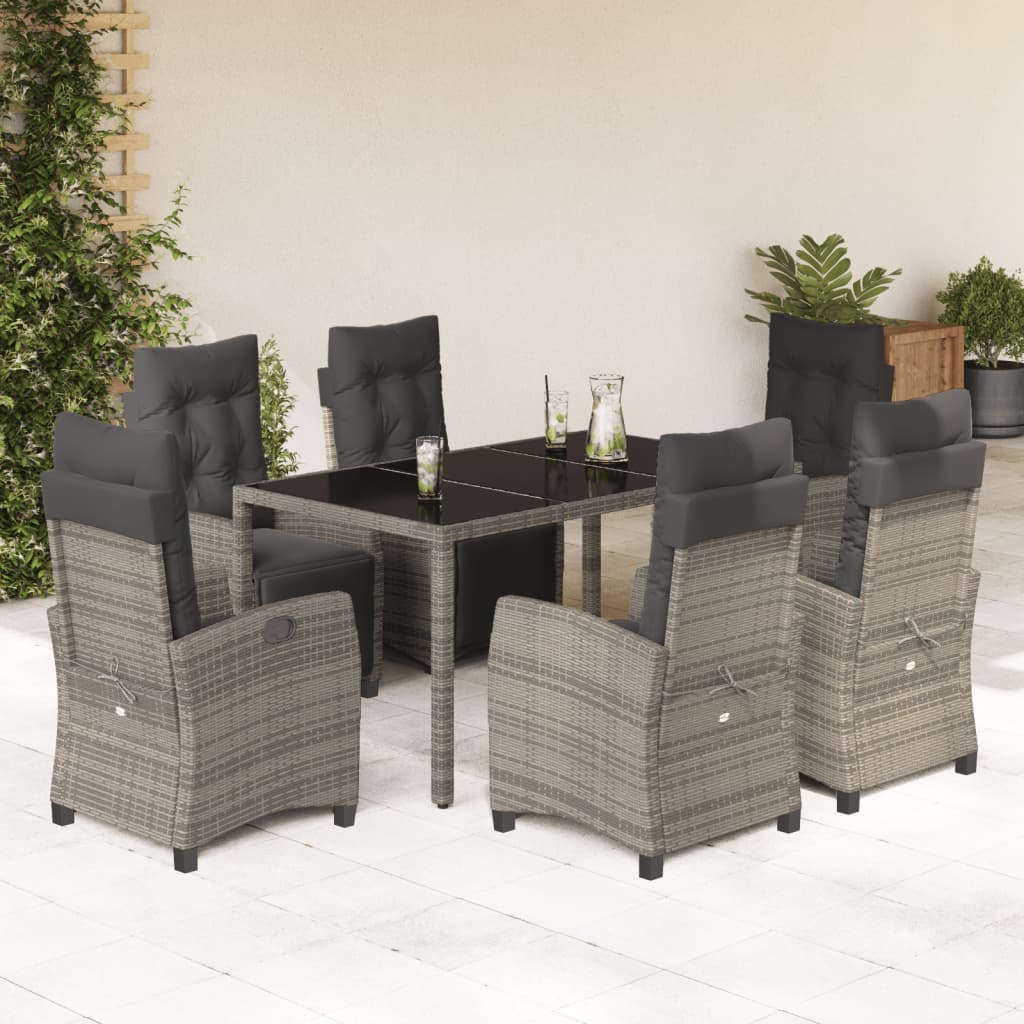Set De Comedor De Jardín 7 Pzas Y Cojines Ratán Sintético