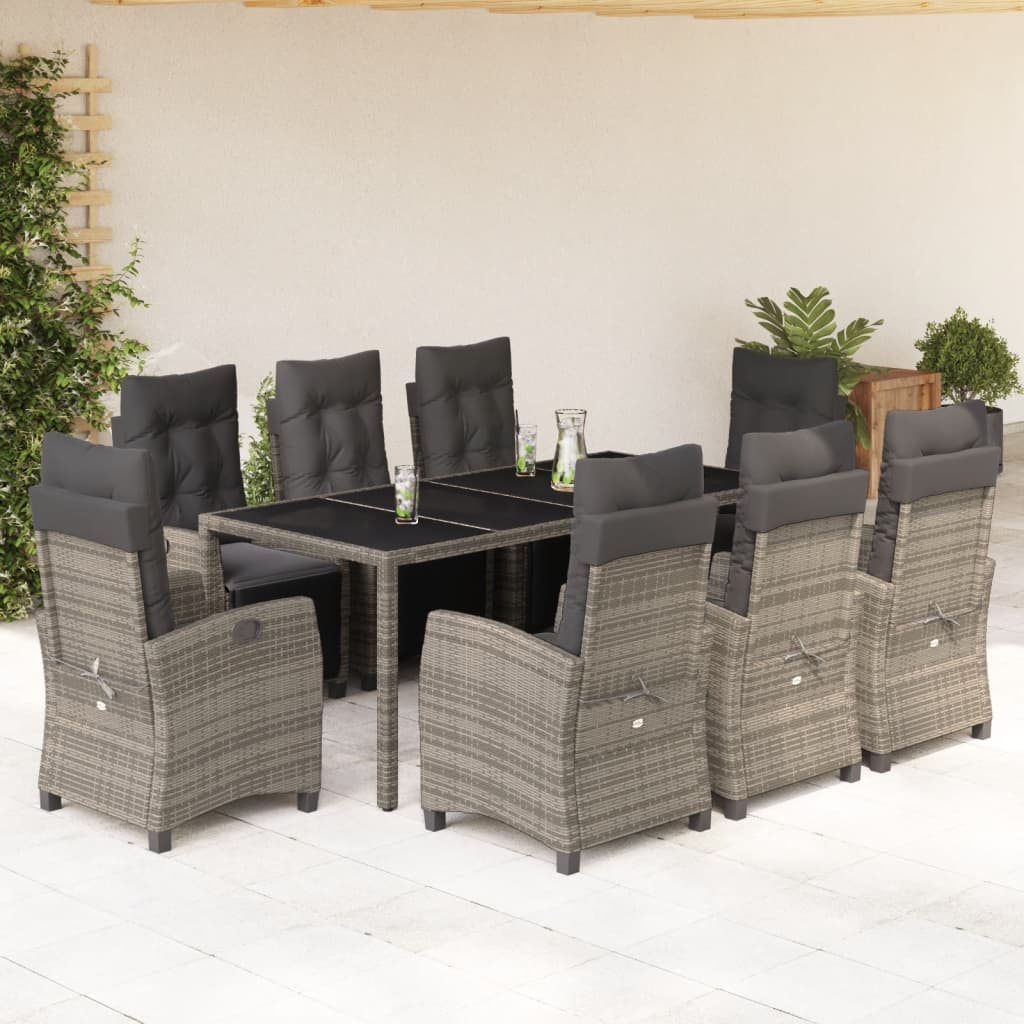 Set De Comedor De Jardín 7 Pzas Y Cojines Ratán Sintético